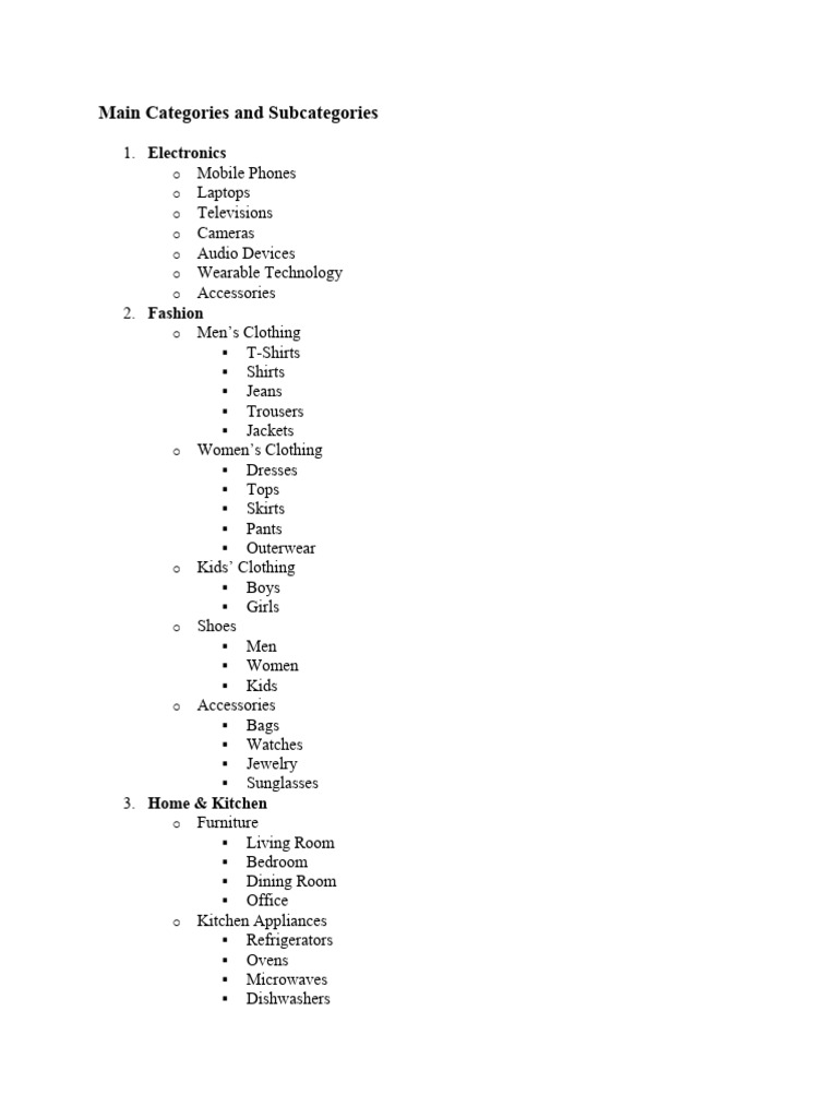 Retail Categories and Subcategories Guide | PDF | Clothing | Fashion