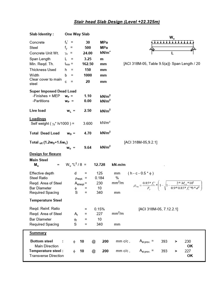 One Way Slab Design Calculations | PDF | Composite Material ...