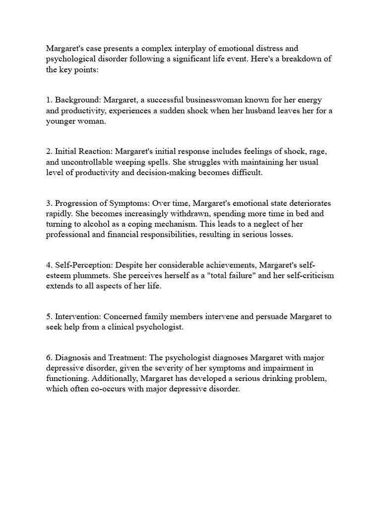 Margaret's Journey Through Depression | PDF | Mental Disorder | Major ...