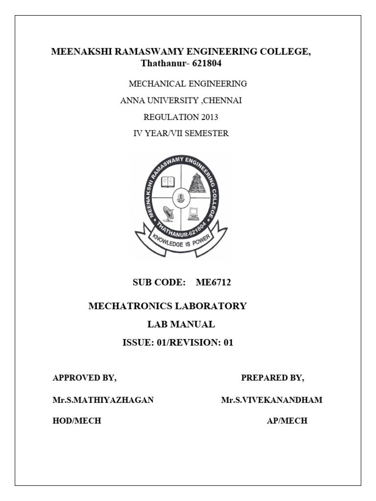 Mechatronics Lab Manual for Engineering Students | PDF | Valve | Piston