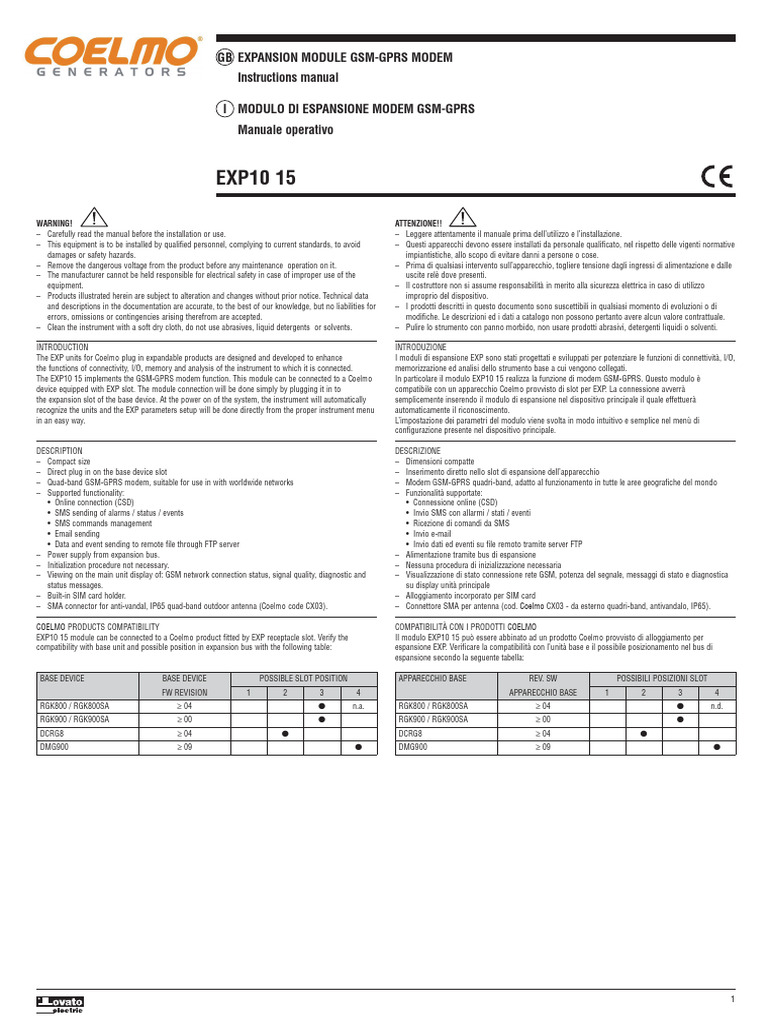 Expantion Module - Exp10 15 GSM-GPRS | PDF