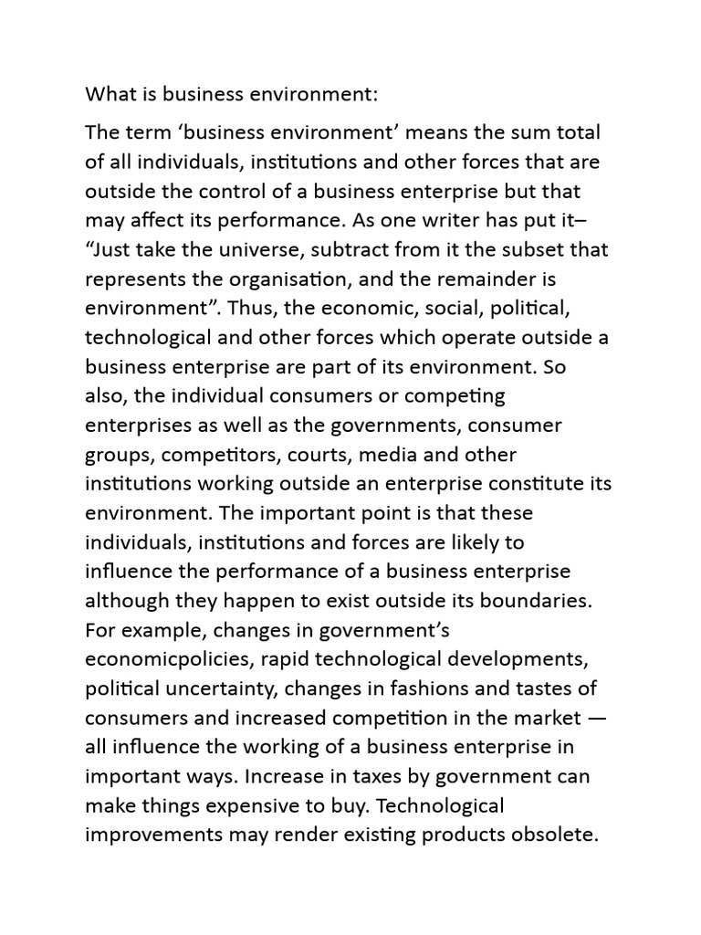 What Is Business And Its Environment