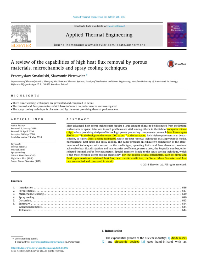 High Heat Flux Cooling Techniques Review | PDF | Heat Transfer | Boiling