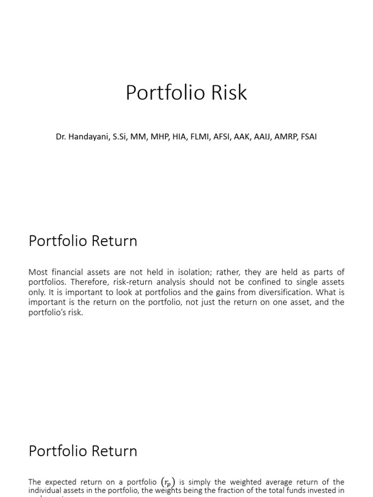P02 - Portfolio Risk For Students | PDF | Capital Asset Pricing Model ...