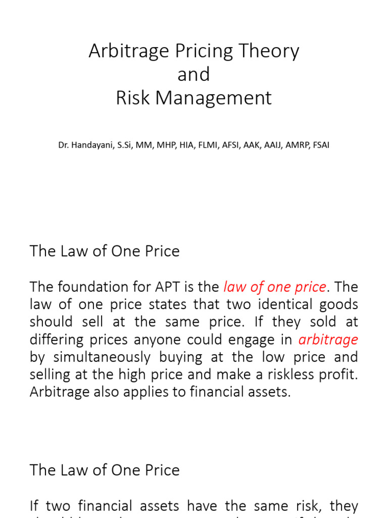 Arbitrage Pricing Theory Explained | PDF | Capital Asset Pricing Model ...