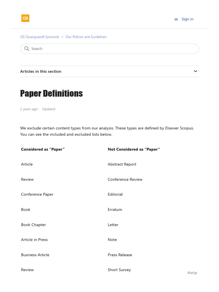 QS Paper Content Definitions Guide | PDF