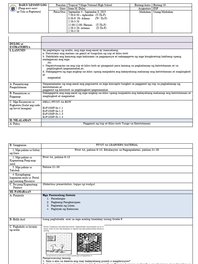 Dll Esp10 22 23 Week 2 Pdf