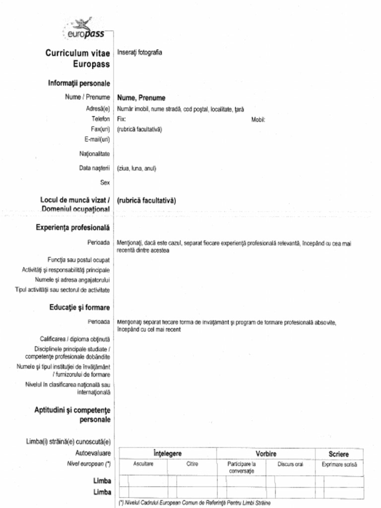 Model Cv Europass Pdf
