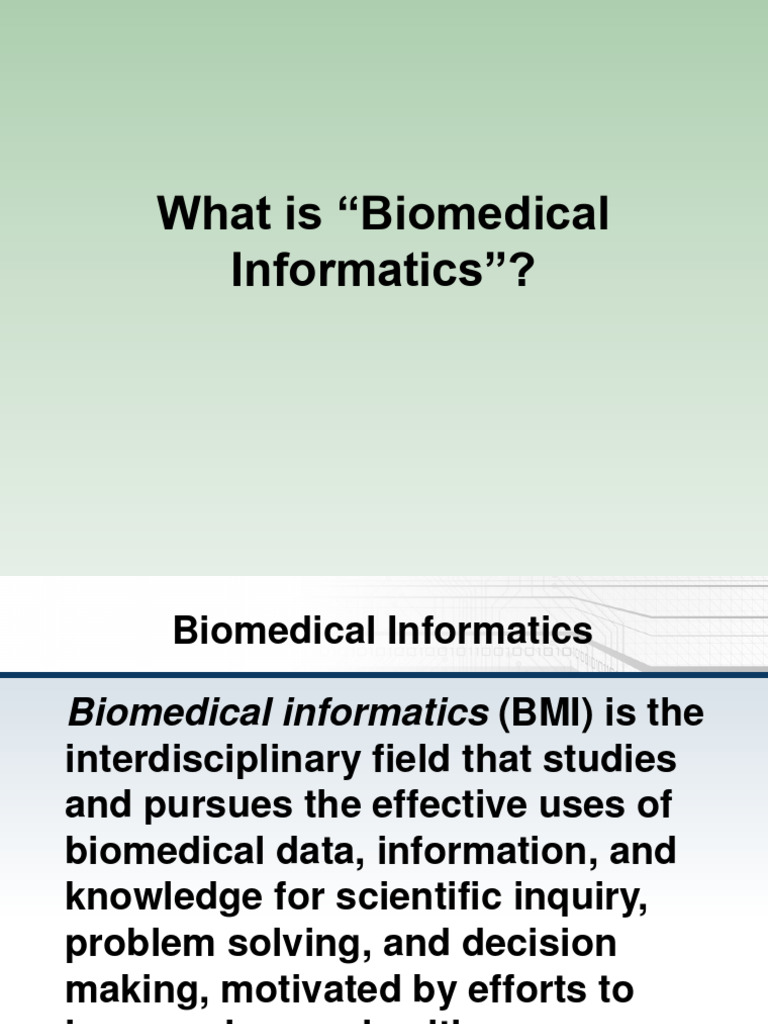 Biomedical Informatics Overview | PDF | Health Informatics | Science