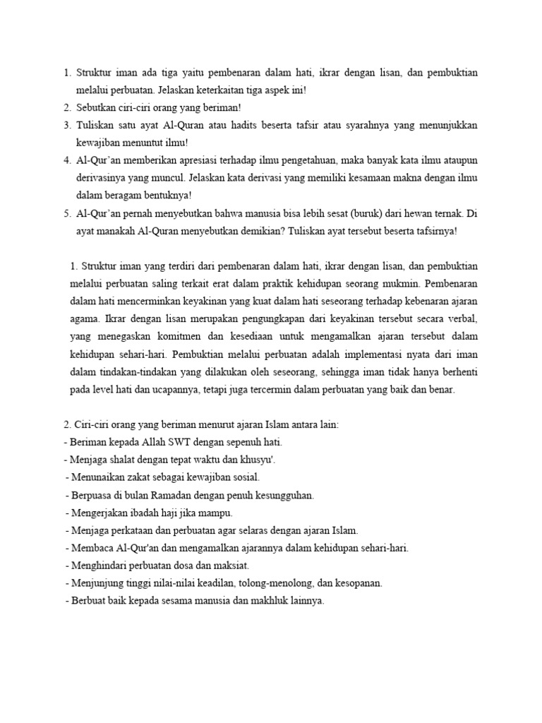 Keterkaitan Iman dan Kewajiban Ilmu dalam Islam | PDF | Agama ...