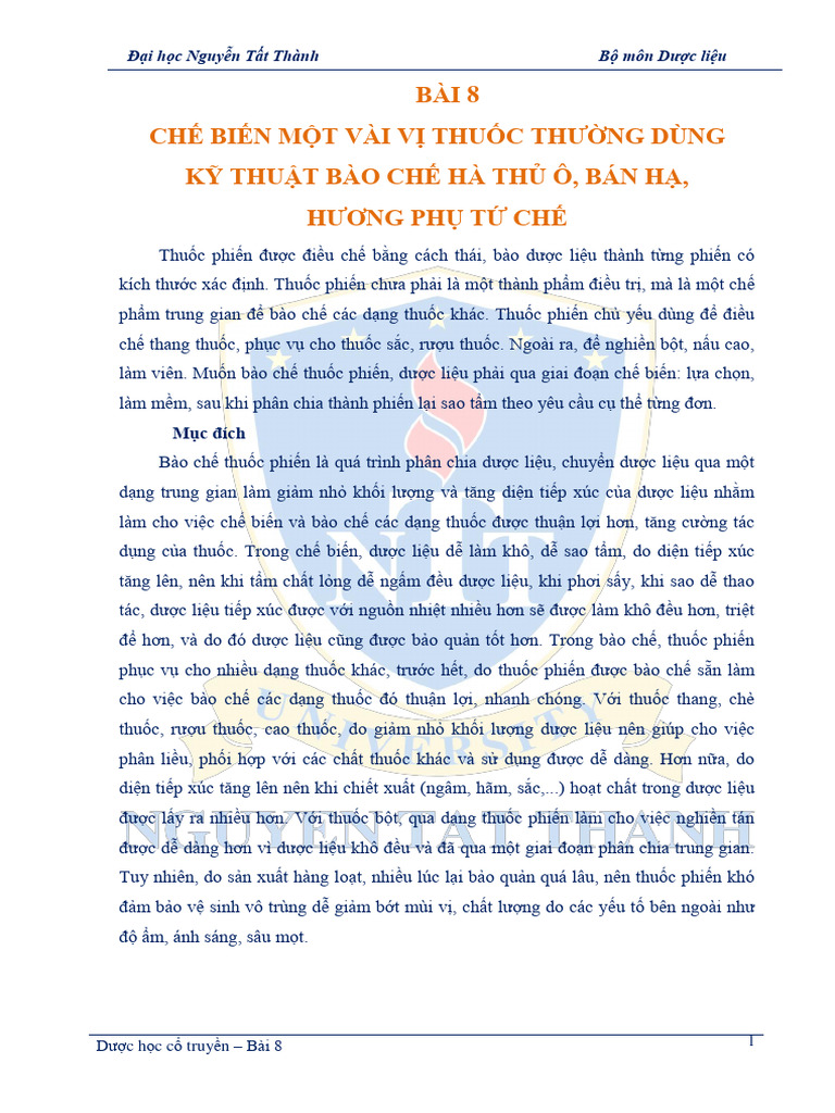 Bai 8 Che Bien Mot Vai VI Thuoc | PDF