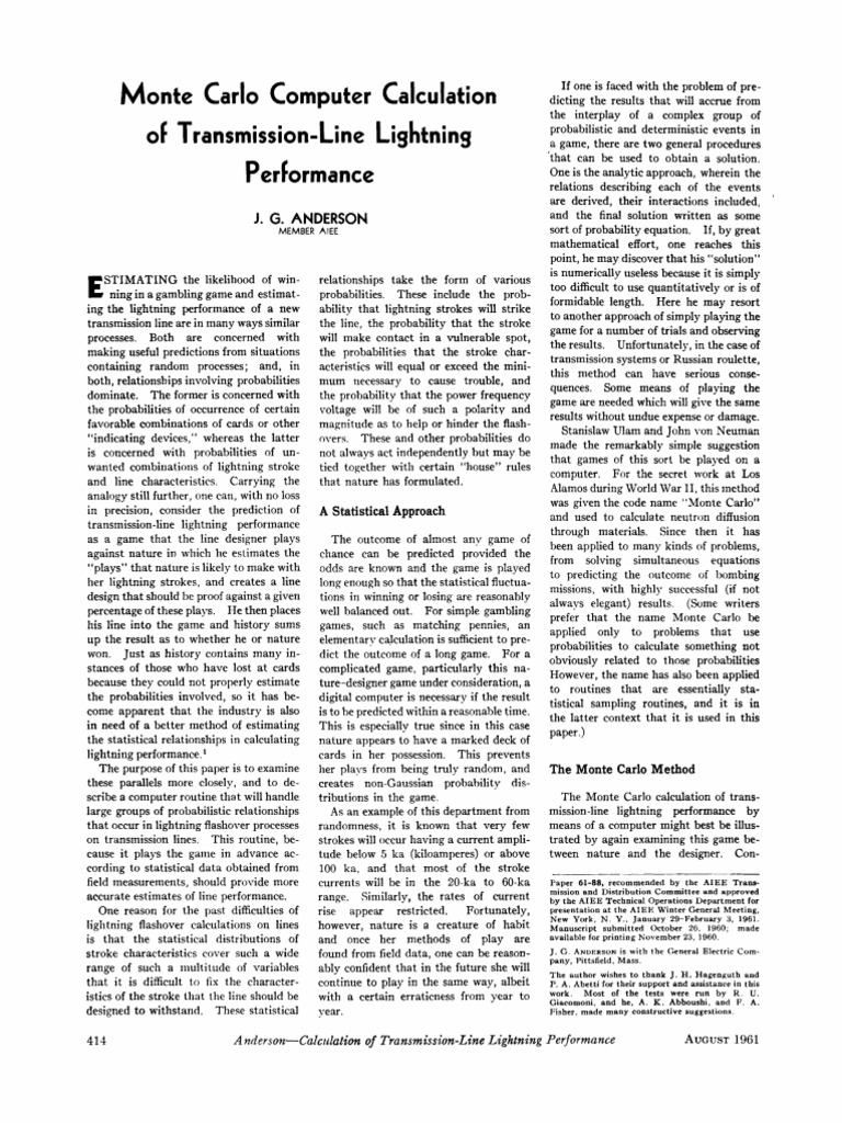 Monte Carlo Method for Lightning Performance | PDF | Monte Carlo Method ...