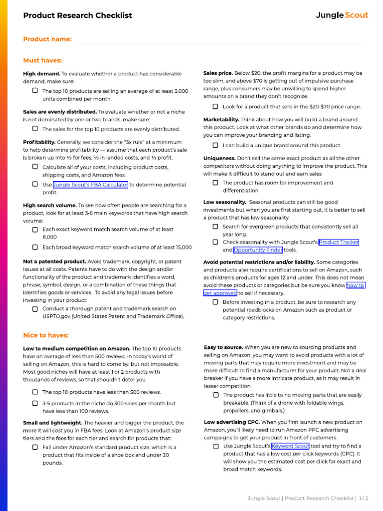 Product-Research-Checklist Amazon | PDF | Brand | Trademark