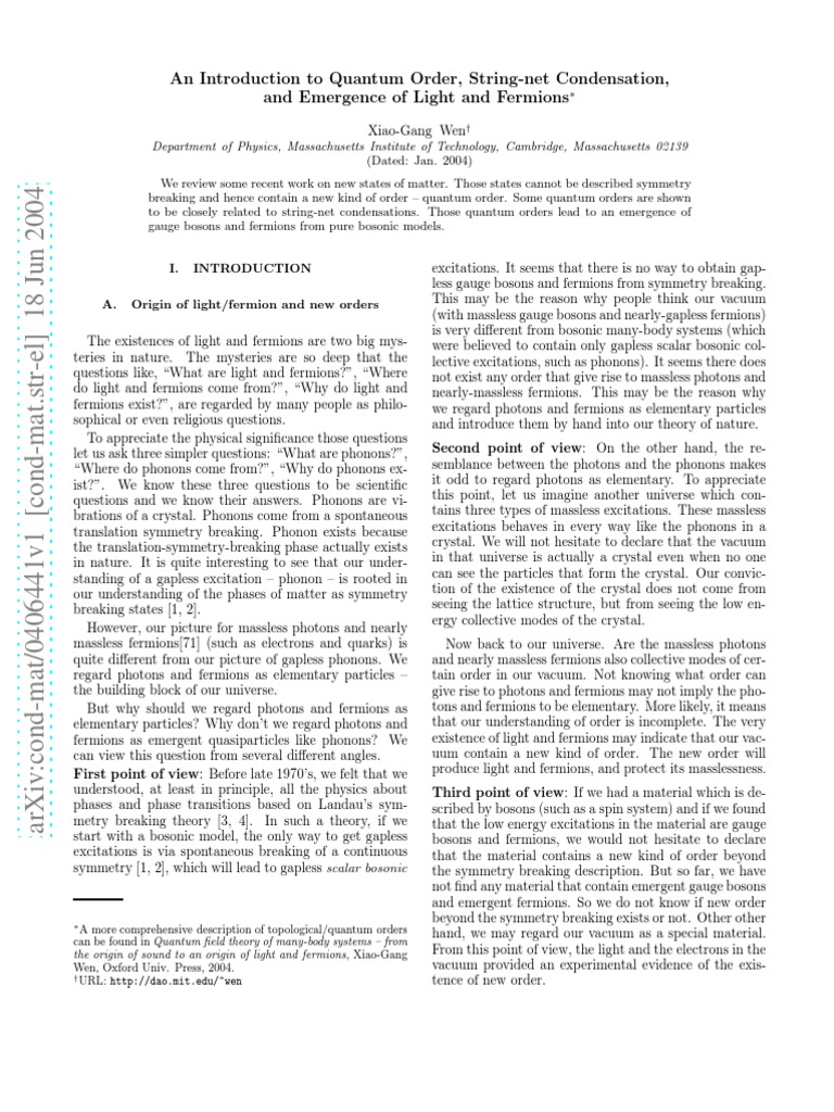 Xiao-Gang Wen- An Introduction to Quantum Order, String-net In Physical Science Newton039s Laws Worksheet