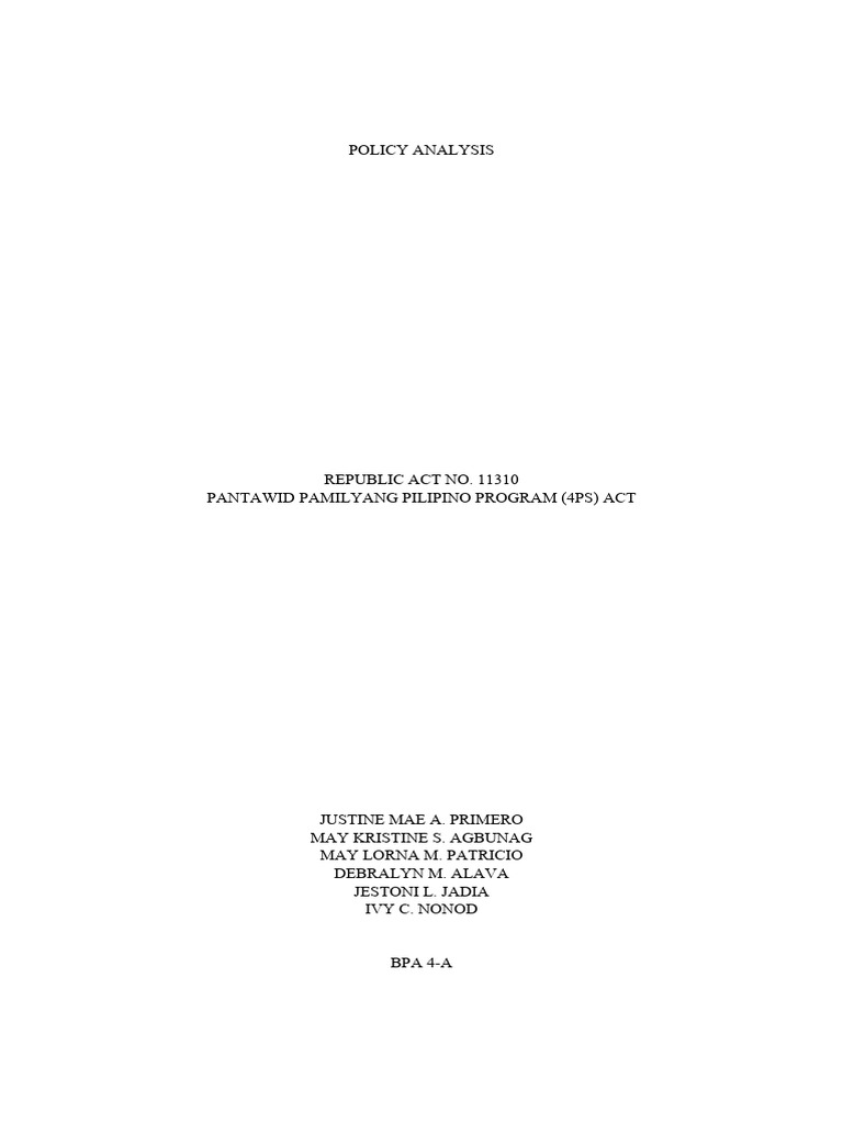 Ra 11310 Policy Analysis | PDF | Cost Of Living | Poverty