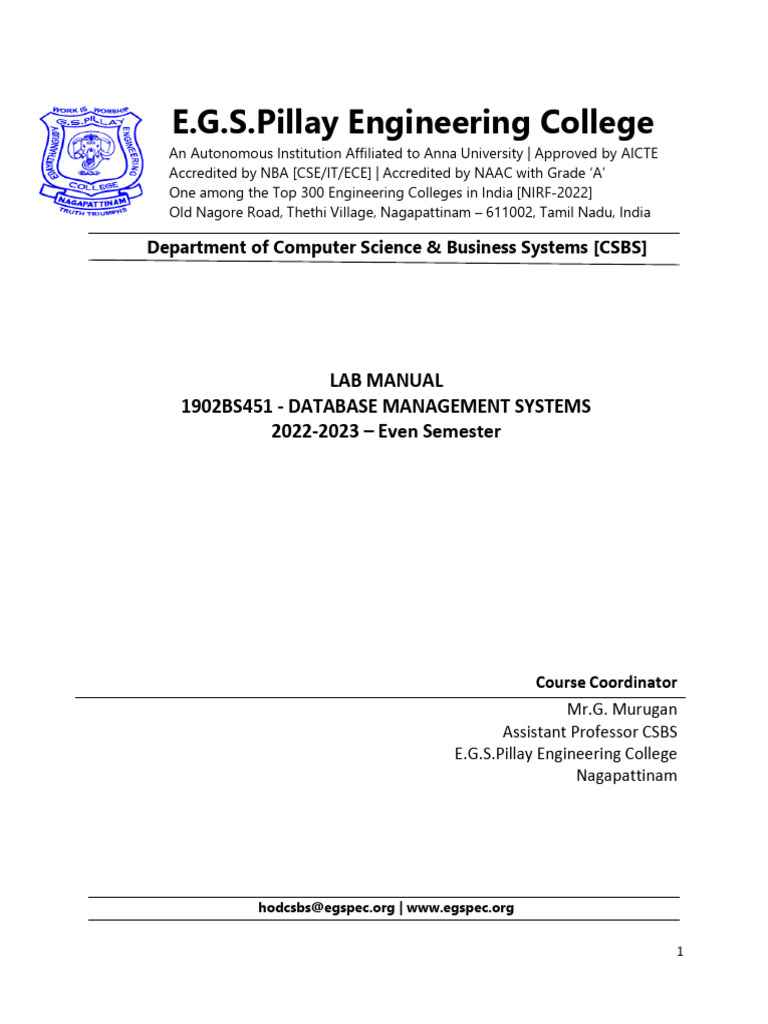 DBMS 1 1 | PDF | Sql | Databases