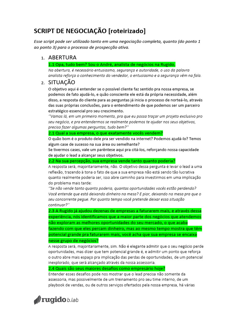 Script de Vendas para Prospecção Eficaz | PDF | Marketing | Tempo
