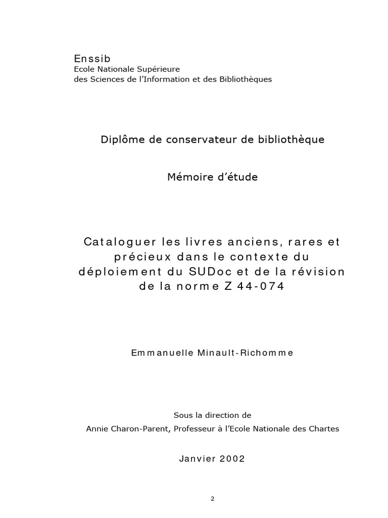 Catalogage des livres anciens et SUDoc | PDF | Catalogage et ...