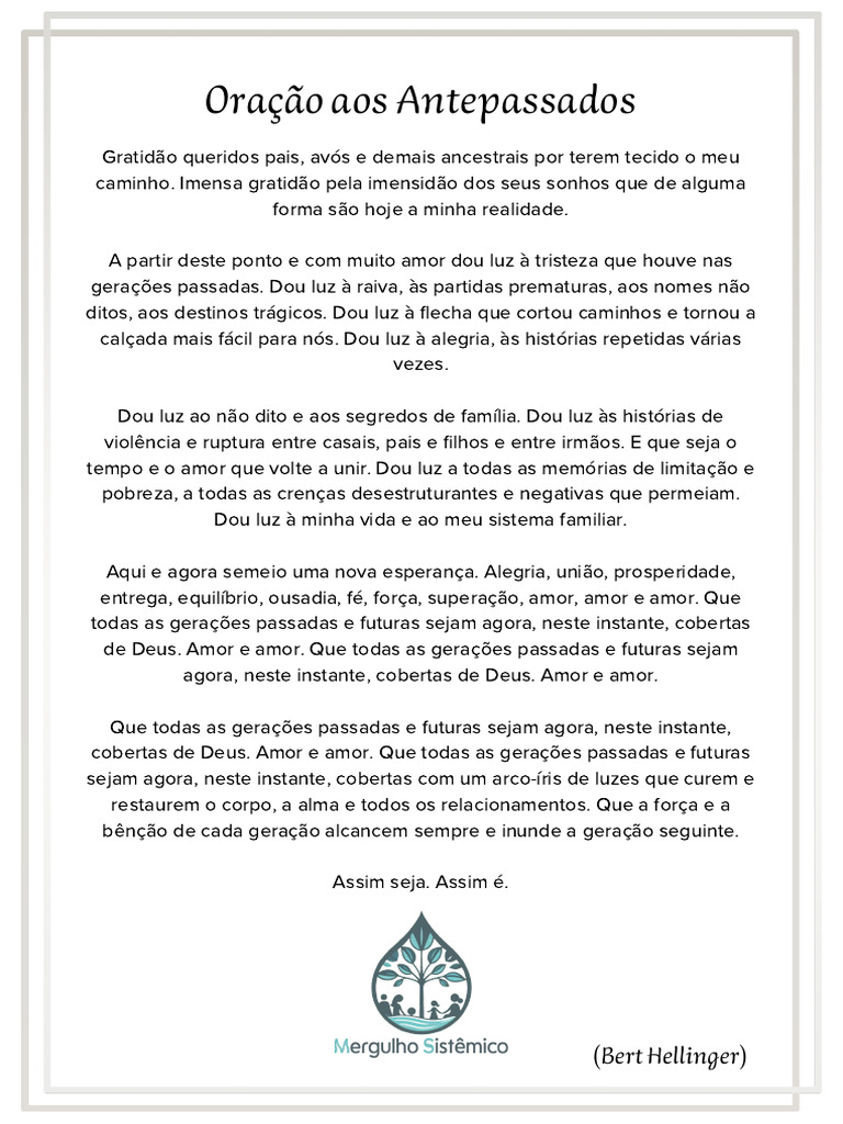 Oração Antepassados Impressão | PDF | Amor
