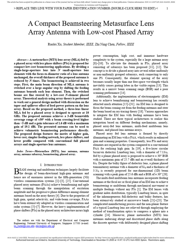 A Compact Beamsteering Metasurface Lens Array Antenna With Low-Cost ...