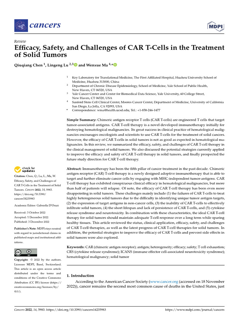 EficacyOfCAR T | PDF | Lymphoma | T Cell