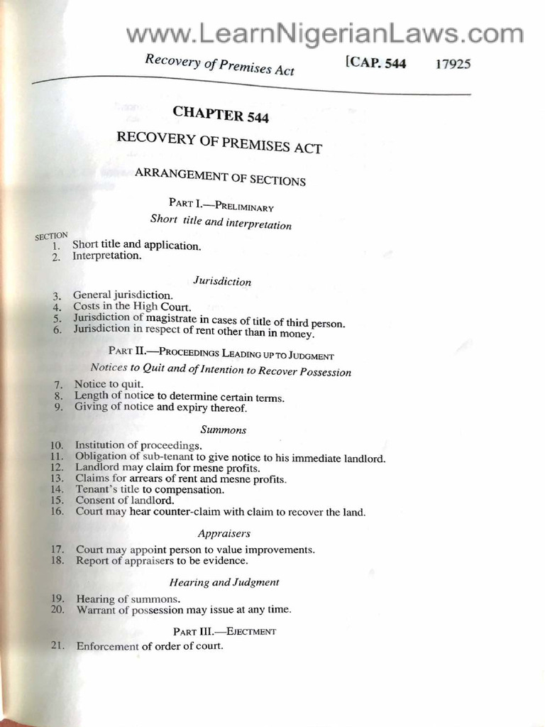 RECOVERY OF PREMISES ACT 1945 - Watermark | PDF