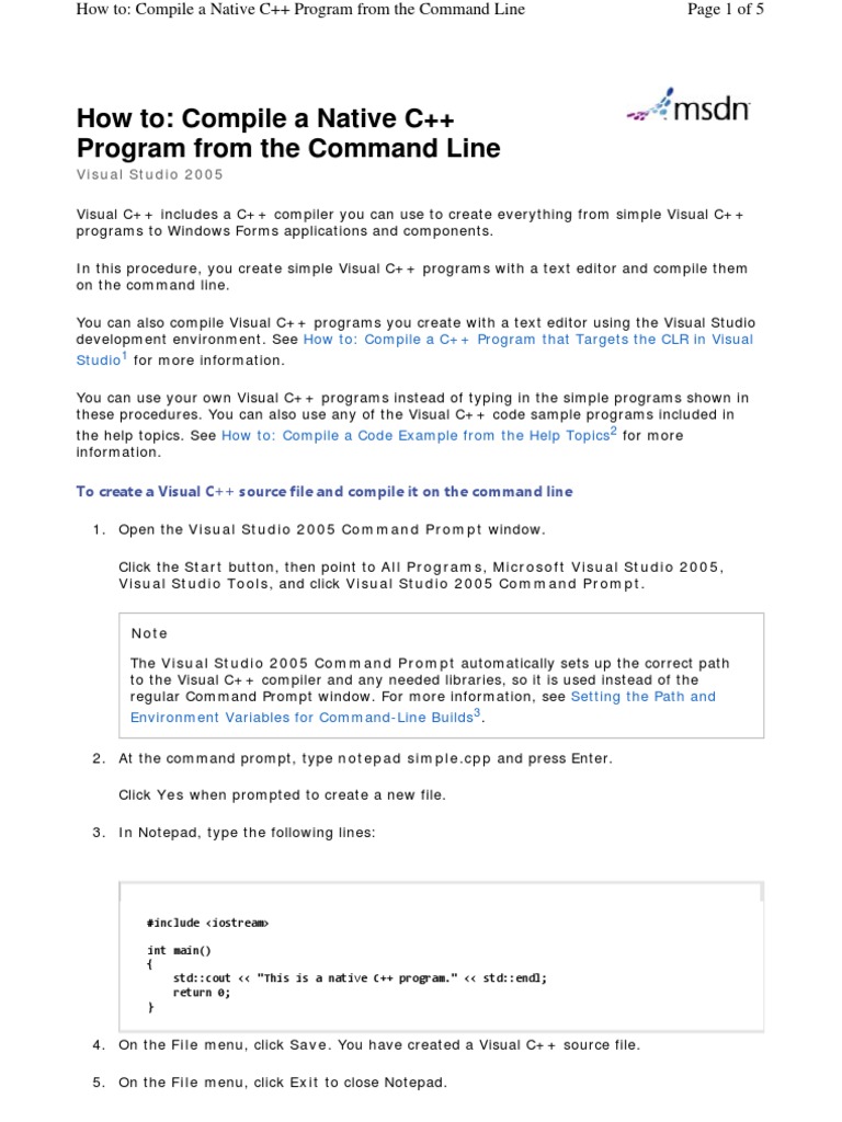 How To: Compile A Native C++ Program From The Command Line: Visual ...