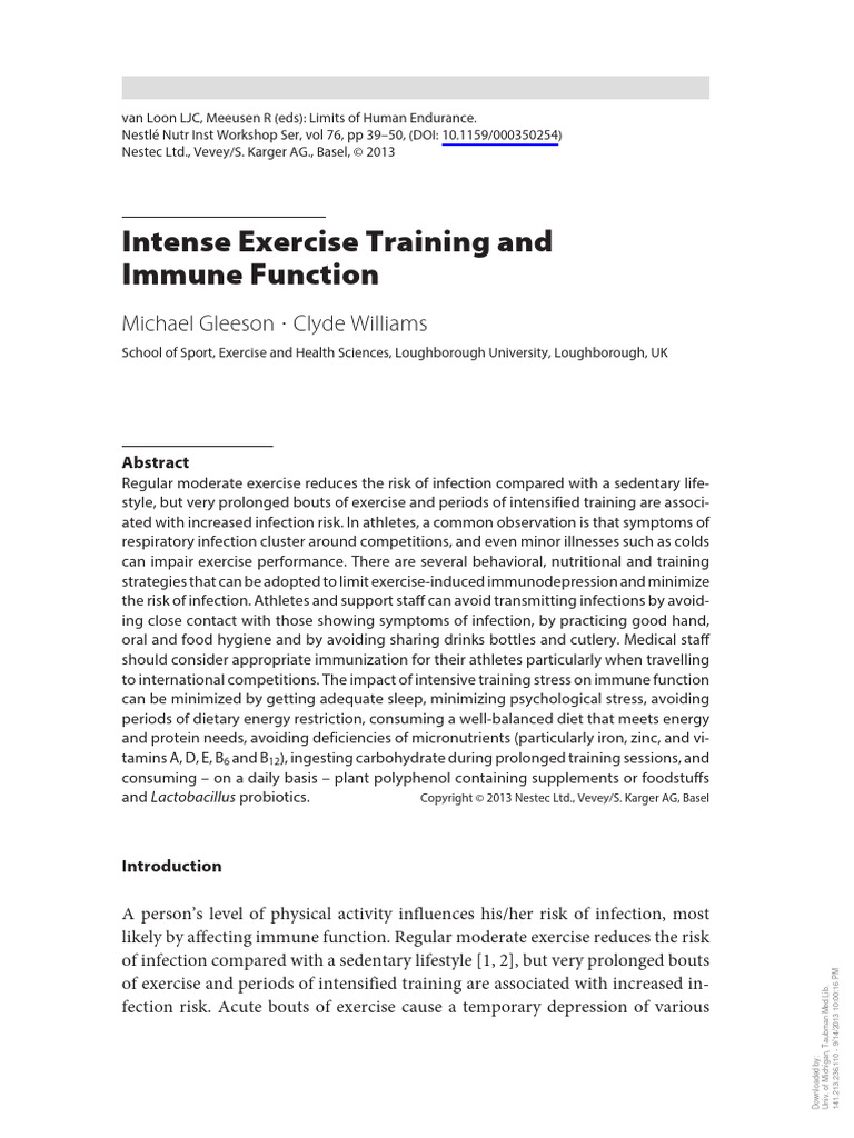 Intense Exercice Training and Immune Function | PDF | Vitamin D | Hand ...