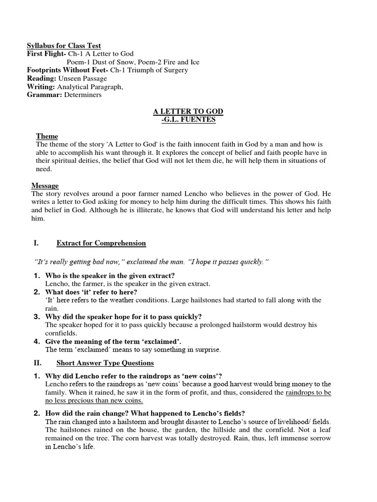 A Letter To God Notes | PDF | Hail | God