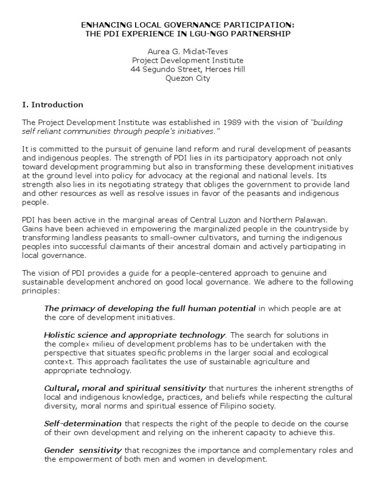 Local Governance and NGO Partnerships | PDF | Sustainability | Agriculture
