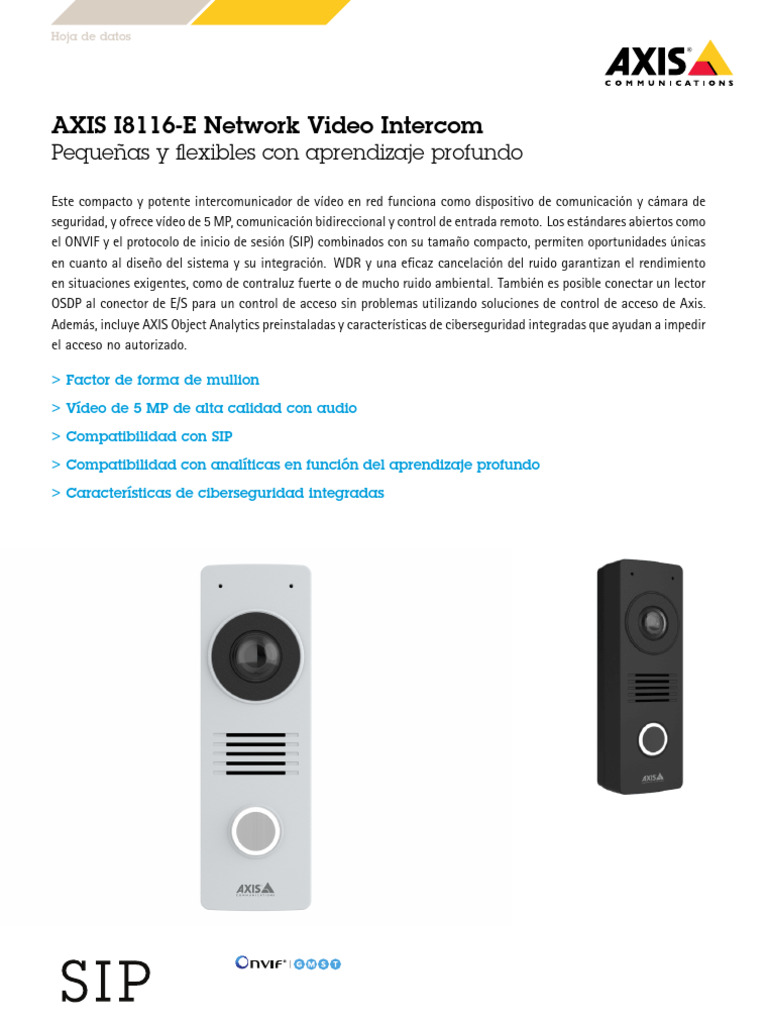 Datasheet Axis I8116 e Network Video Intercom Es | PDF | La seguridad ...