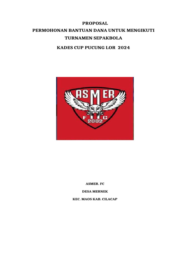 Proposal Dana Turnamen Kades Cup 2024 | PDF