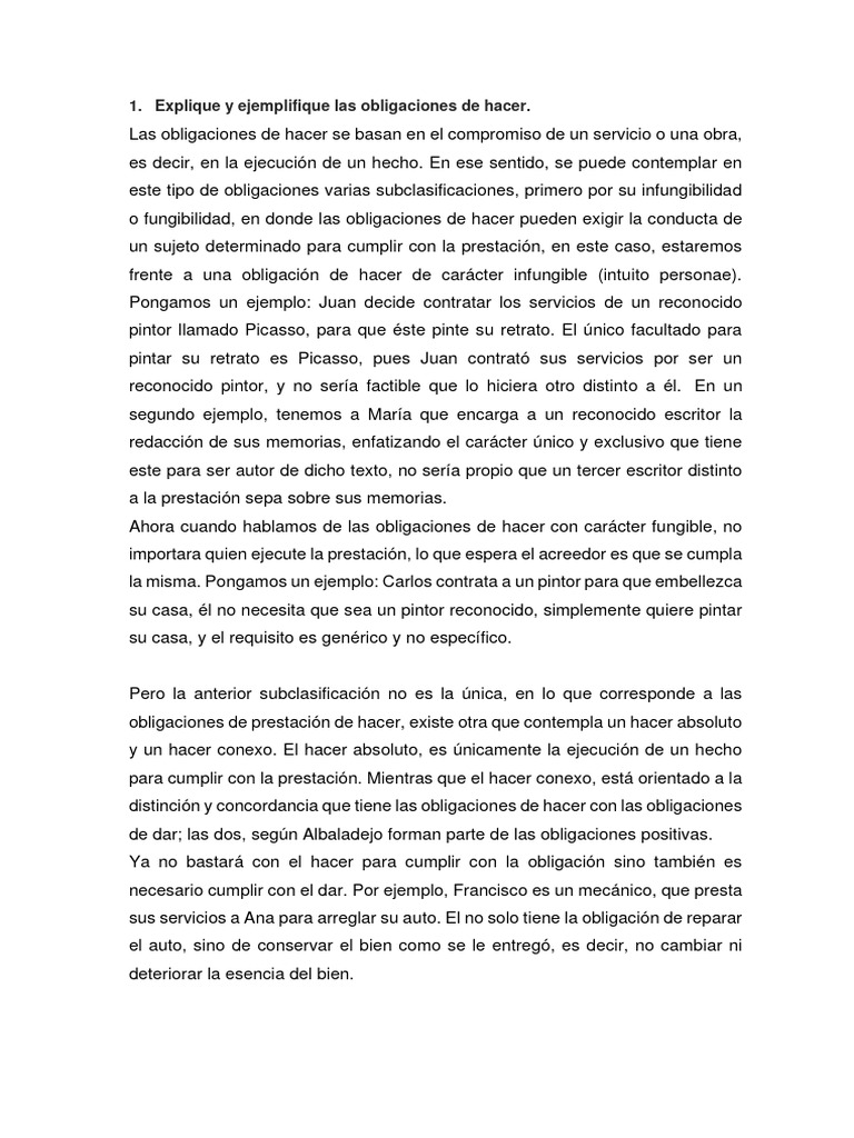 Obligaciones de Hacer: Ejemplos y Jurisprudencia | PDF | Presupuesto ...