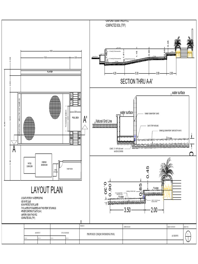 Swimming Pool Engineering Plans | PDF | Building Engineering | Building ...