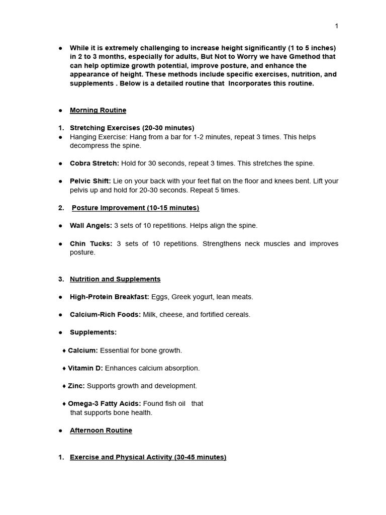 Optimize Height: Routine & Tips | PDF | Sleep | Dietary Supplements