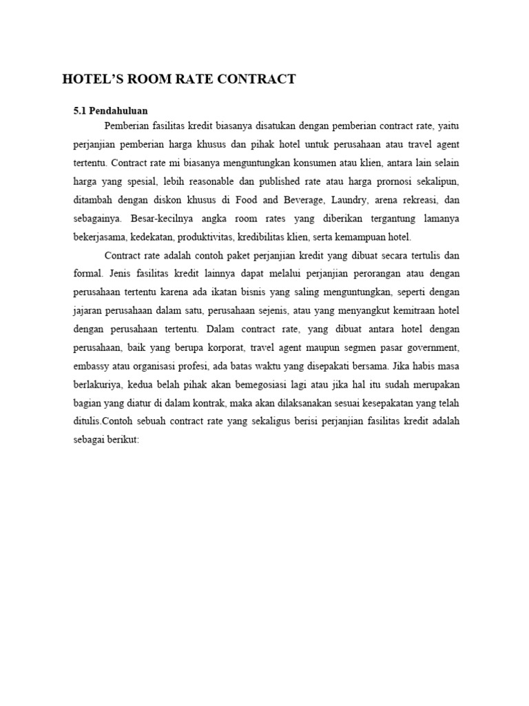 Memahami Contract Rate Hotel | PDF