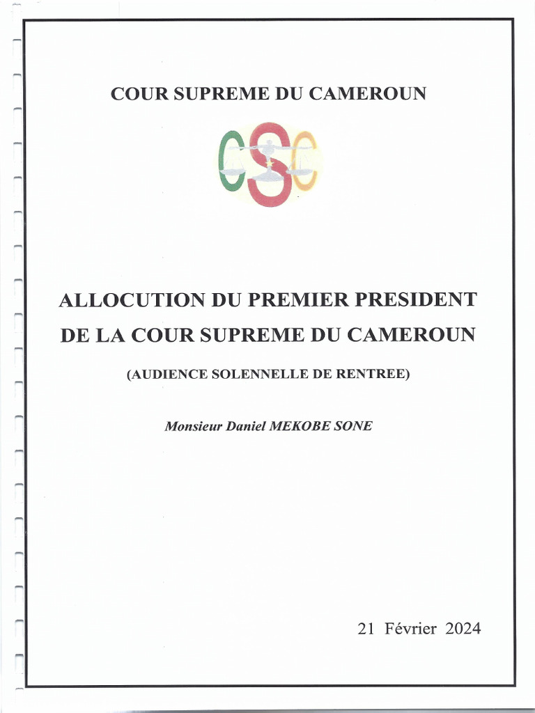 Allocution Du Premier Président de La Cour Suprême | PDF