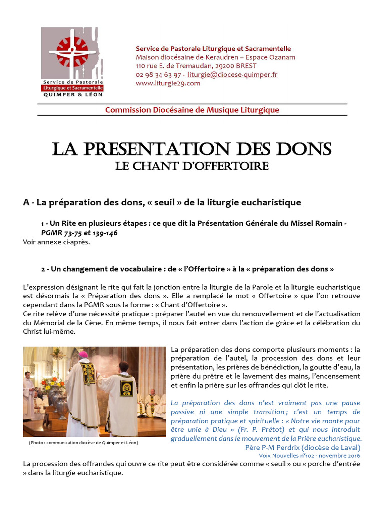 Chant d'Offertoire en Liturgie Eucharistique | PDF | Eucharistie ...