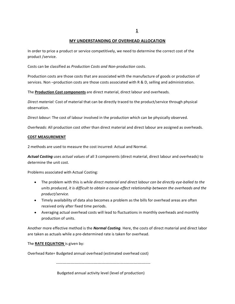 Overhead Allocation | PDF