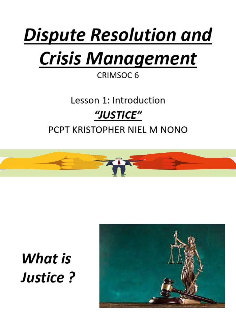 Dispute Resolution and Crisis Management: "Justice" | PDF | Crimes ...