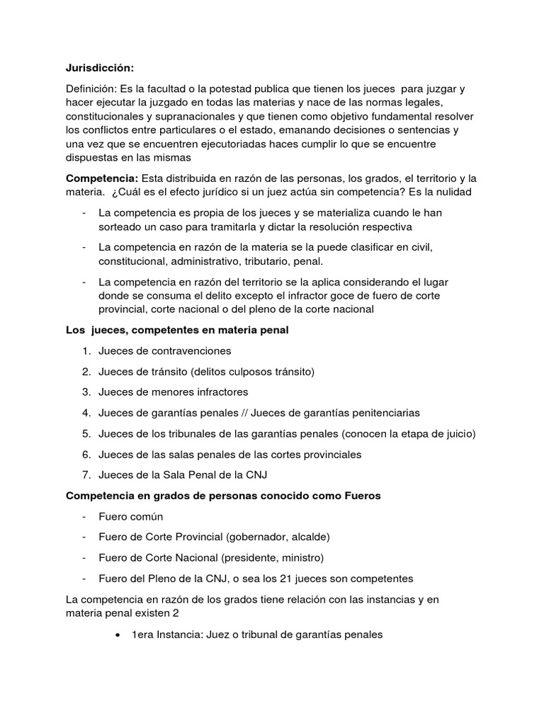 Jurisdicción y Competencia en Derecho Penal | PDF | Evidencia (ley ...