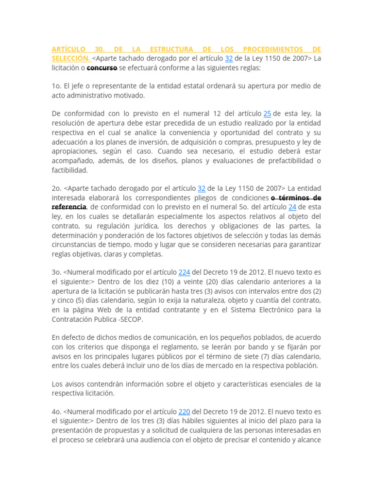 Procedimientos de Selección Ley 80/93 | PDF | Negocios | Finanzas y dinero