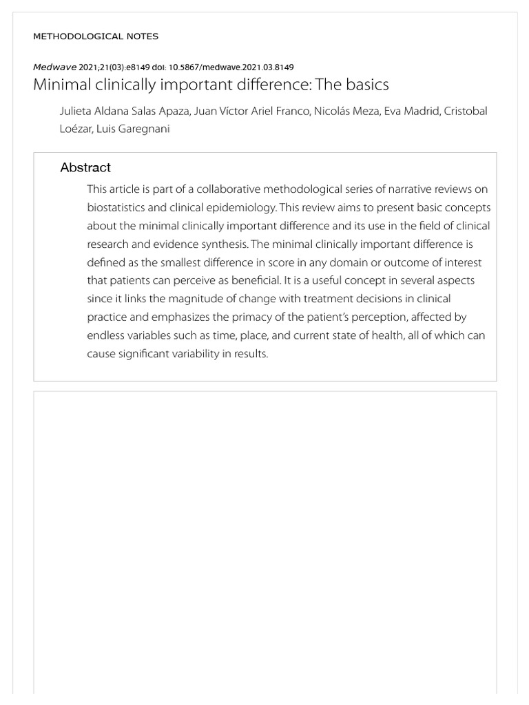 CLINICALLY MEANINGFUL DIFFERENCE DEFINITION intelligence overview