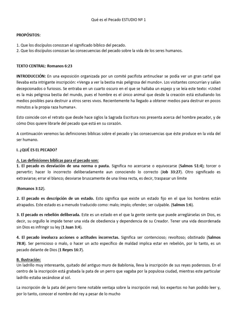 1 Qué Es El Pecado ESTUDIO 1 | PDF | Pecado | Creencia religiosa y doctrina