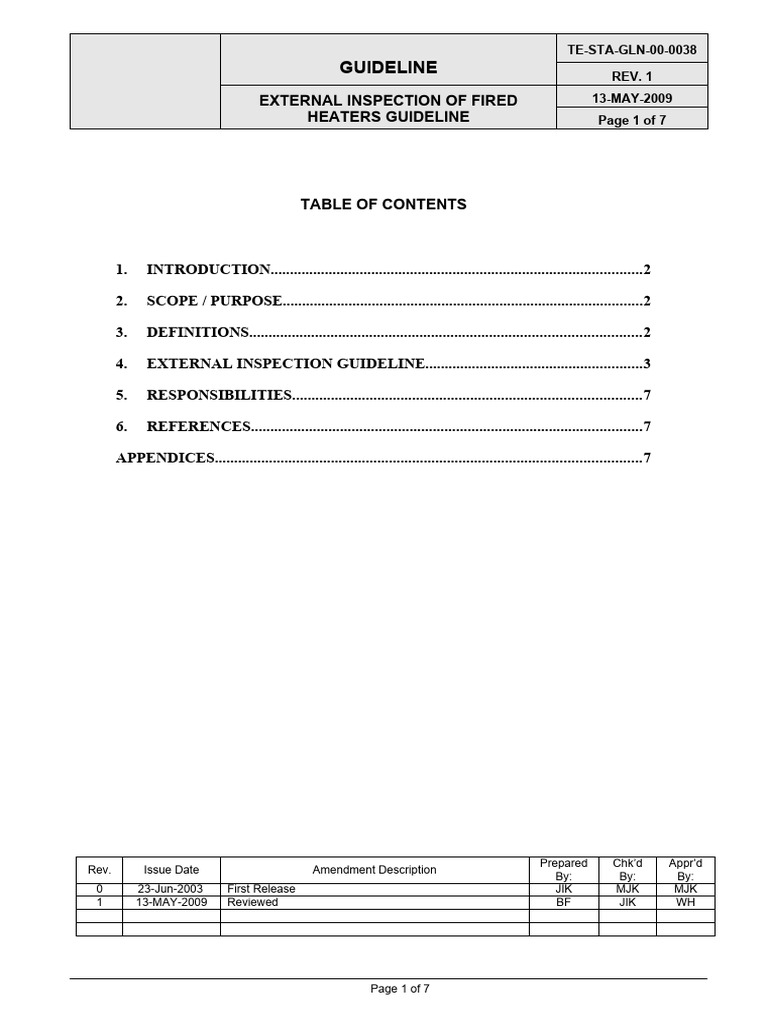 Fired Heater Online Inspection Guidelines | PDF | Building Engineering ...