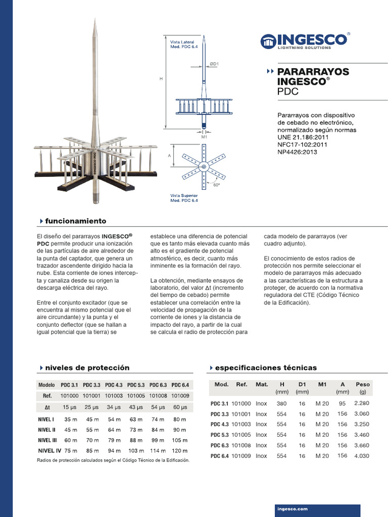 Ft-Pararrayos PDC Es Cte | PDF | Cantidades fisicas | Ciencias fisicas