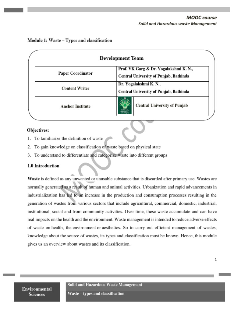 Waste Types and Classification Overview | PDF | Waste | Waste Management