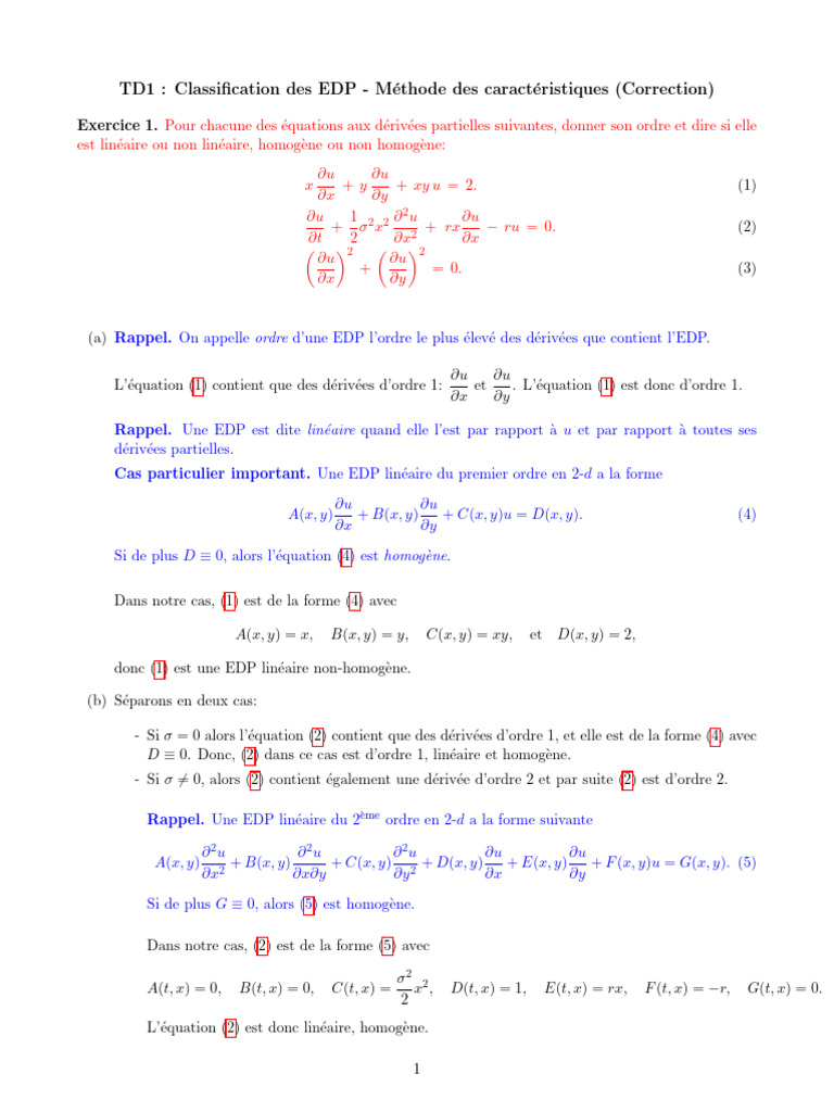 Classification des EDP et Méthodes de Résolution | PDF | Équation aux ...
