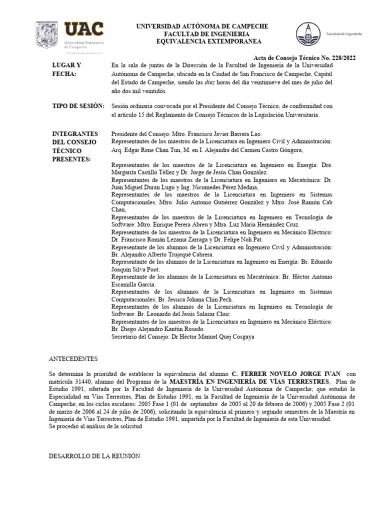 Equivalencia Maestría Vías Terrestres UAC | PDF | Ingeniería | Science
