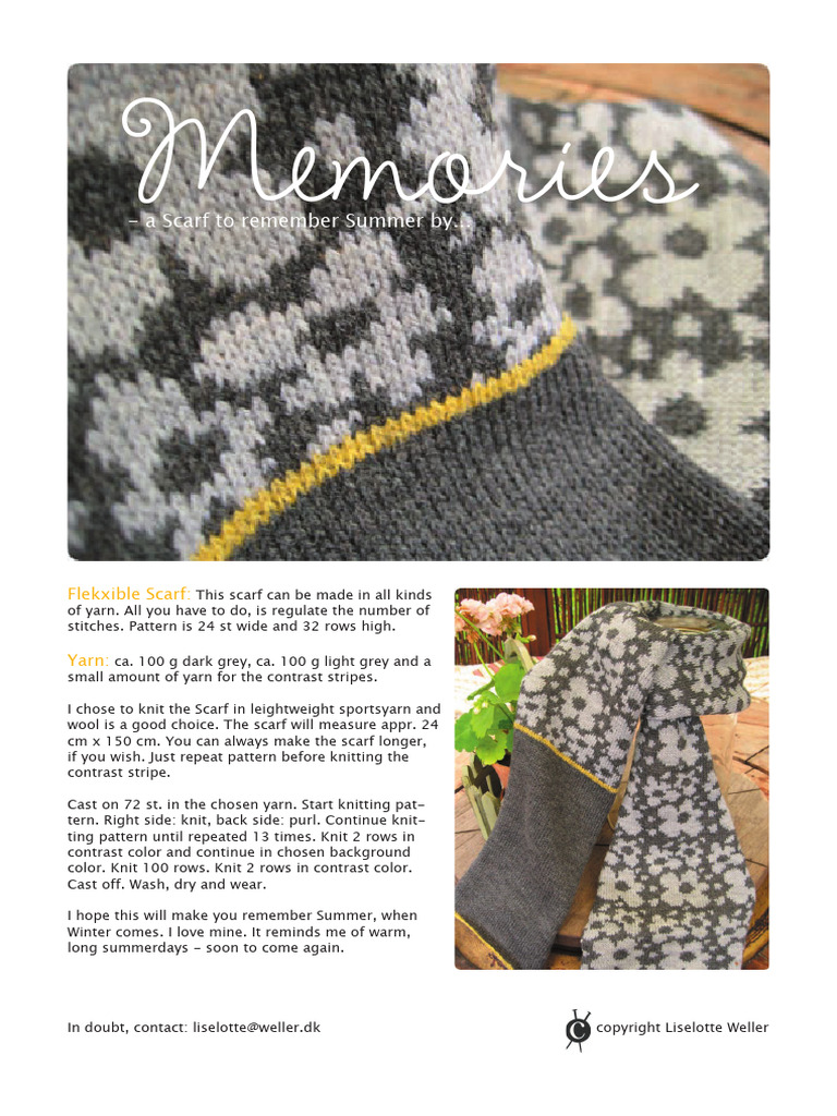 Summer Memory Scarf Knitting Pattern | PDF